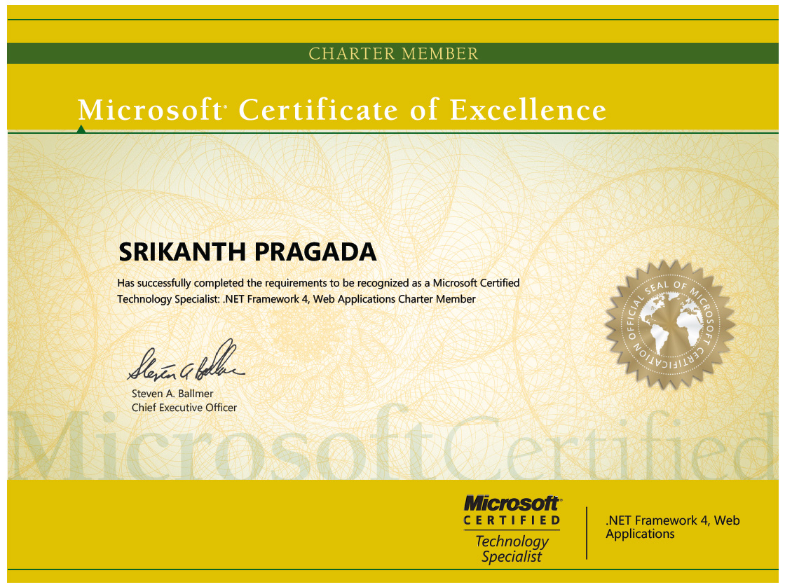 MCTS Certificate